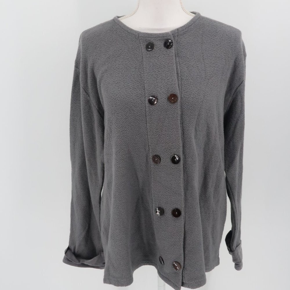 J. Jill Women's Gray Button Up Cardigan Sweater Size Medium